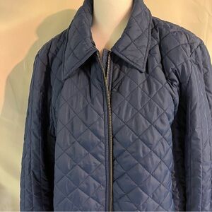 Lands End Quilted Blue Zipper Jacket XL-T 18 Primaloft Stylish Versatile Classic